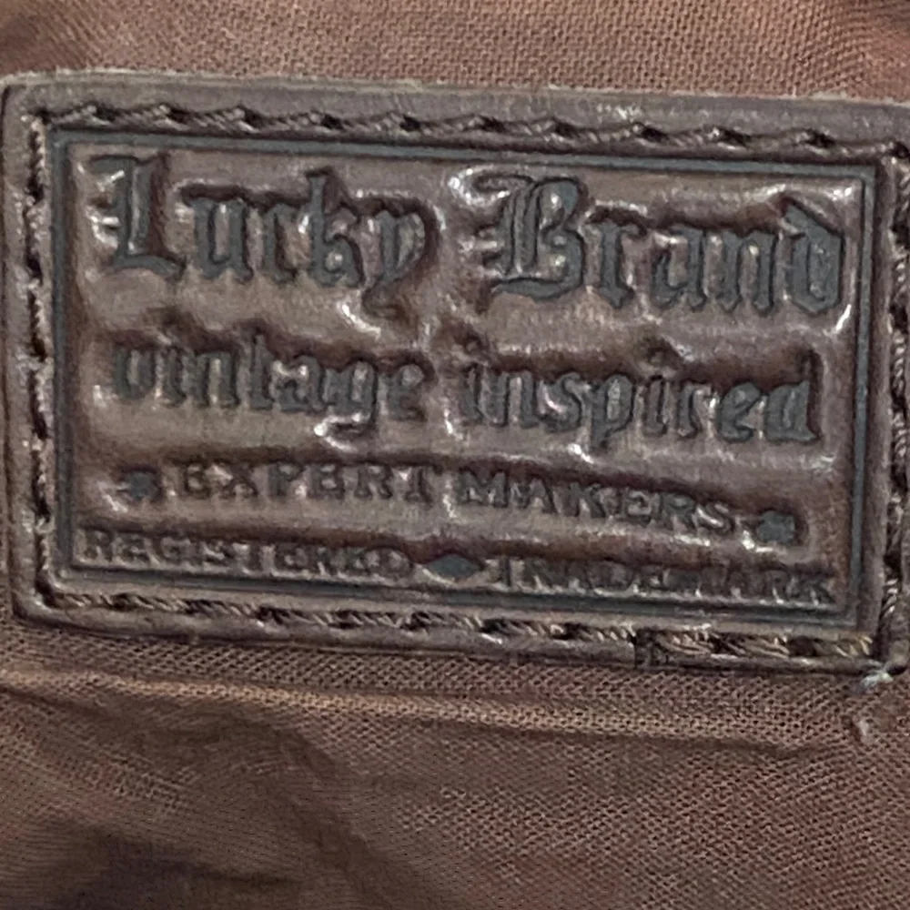 Lucky Brand Vintage Brown Pebbled Leather Hobo Slouchy Whipstitched Bag